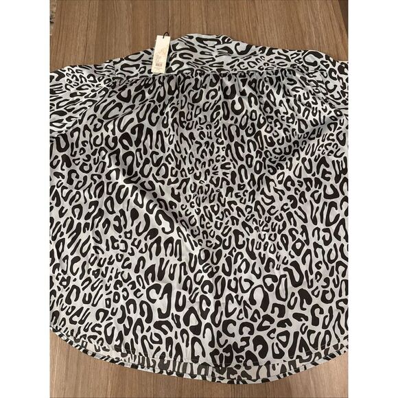 NWT Rebecca Minkoff $148 Leopard‎ Satin Top Size 1X Oversized - Picture 10 of 15